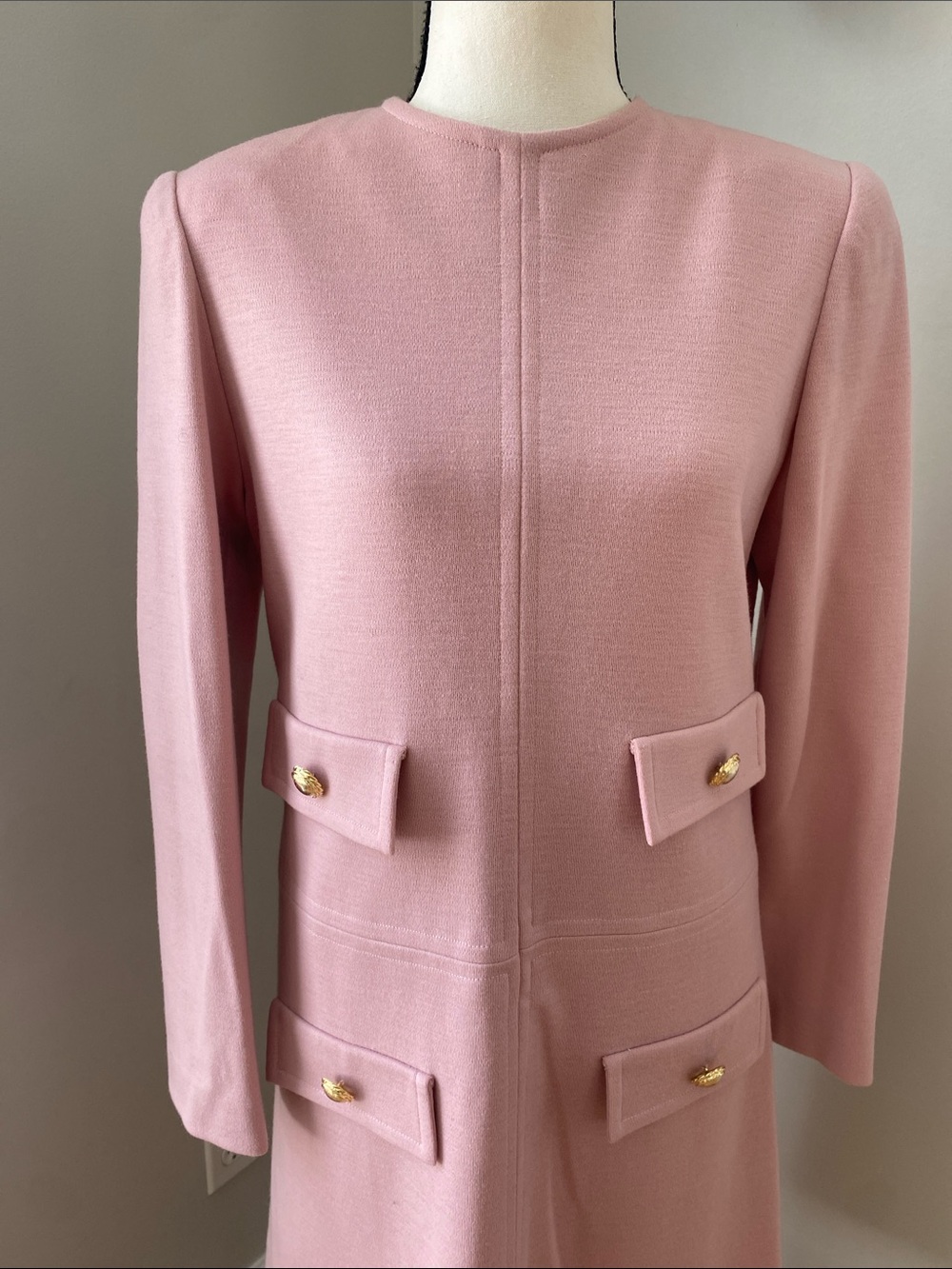 Vintage Helga powder pink Jackie O First Lady dress faux pocket size medium knit - Picture 3 of 16